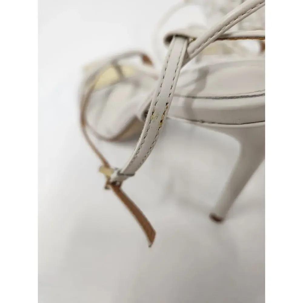 Schutz Women's Vikki Leather Ankle Tie Strappy High Heels, Size 6B, In Off White - Picture 13 of 14